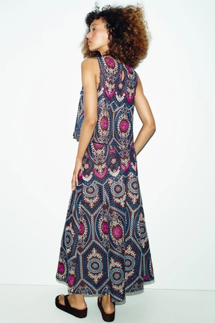 Юбка миди с перфорированной вышивкой- Заказать в России