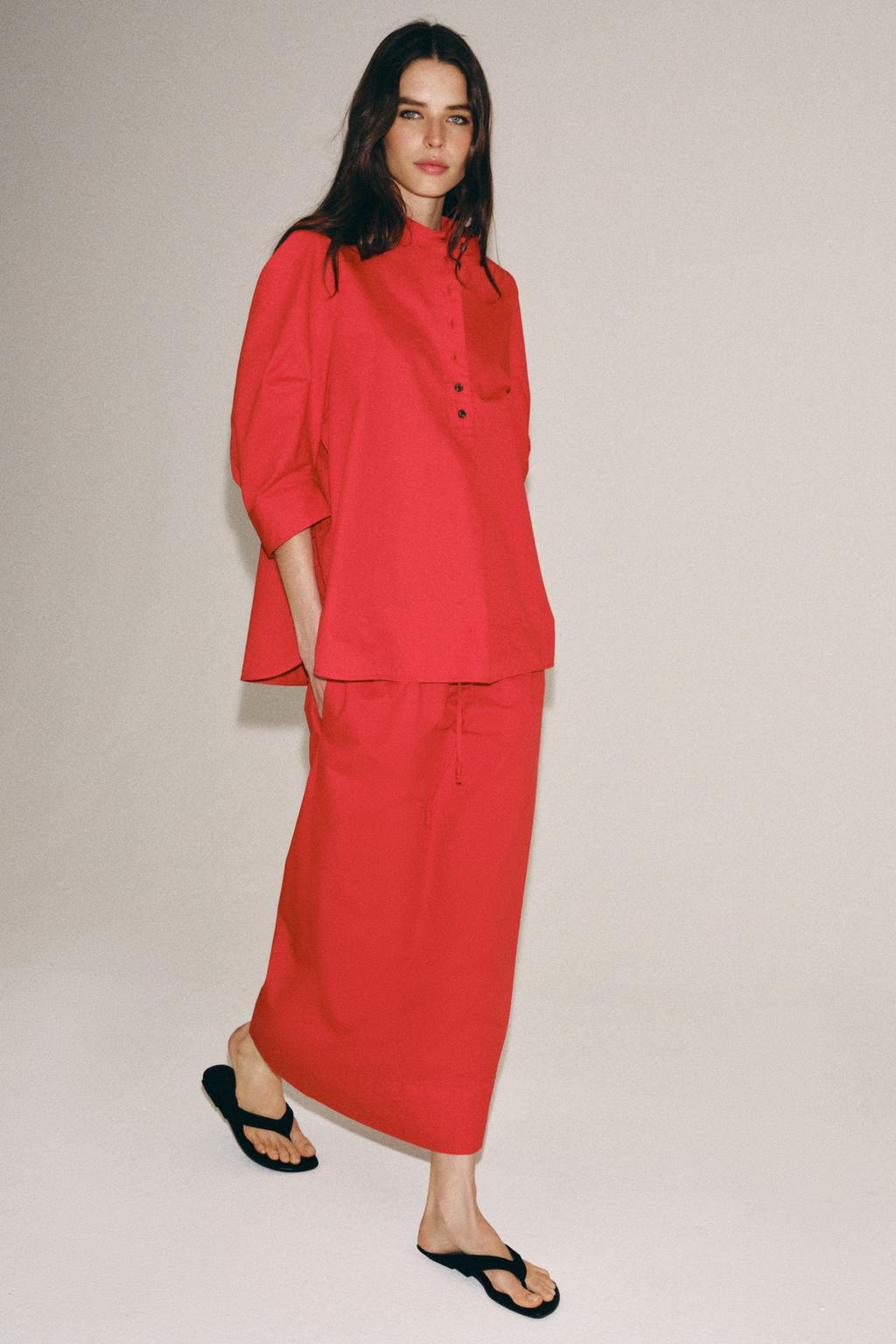 ЮБКА МИДИ ИЗ ПОПЛИНА — ZW COLLECTION