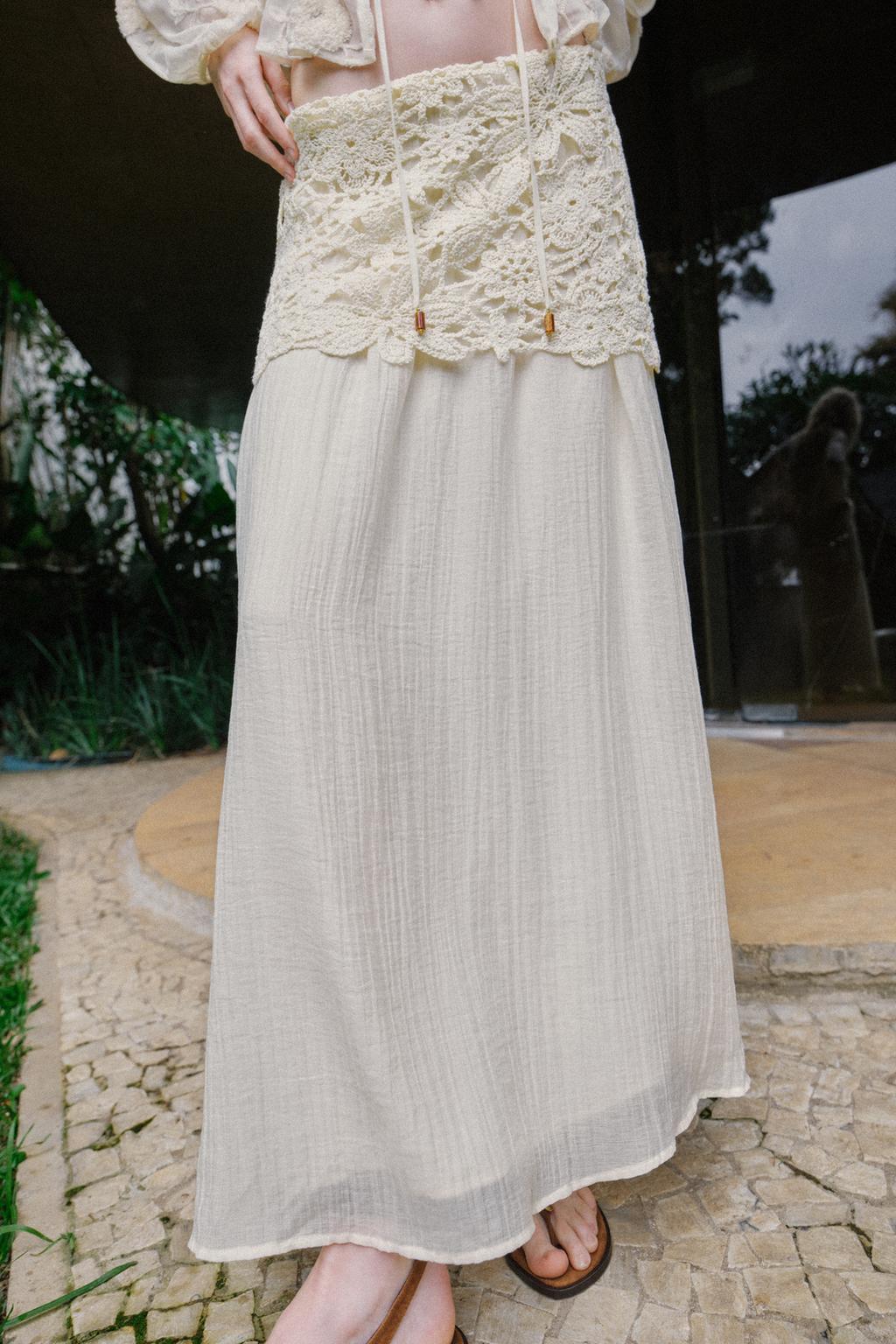 ЮБКА МИДИ КОМБИНИРОВАННАЯ КРЮЧКОМ