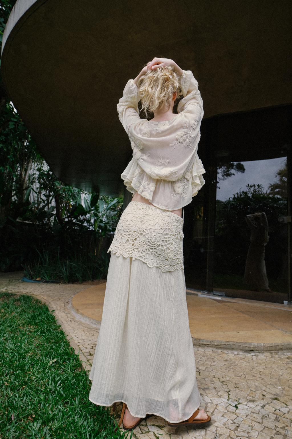 ЮБКА МИДИ КОМБИНИРОВАННАЯ КРЮЧКОМ