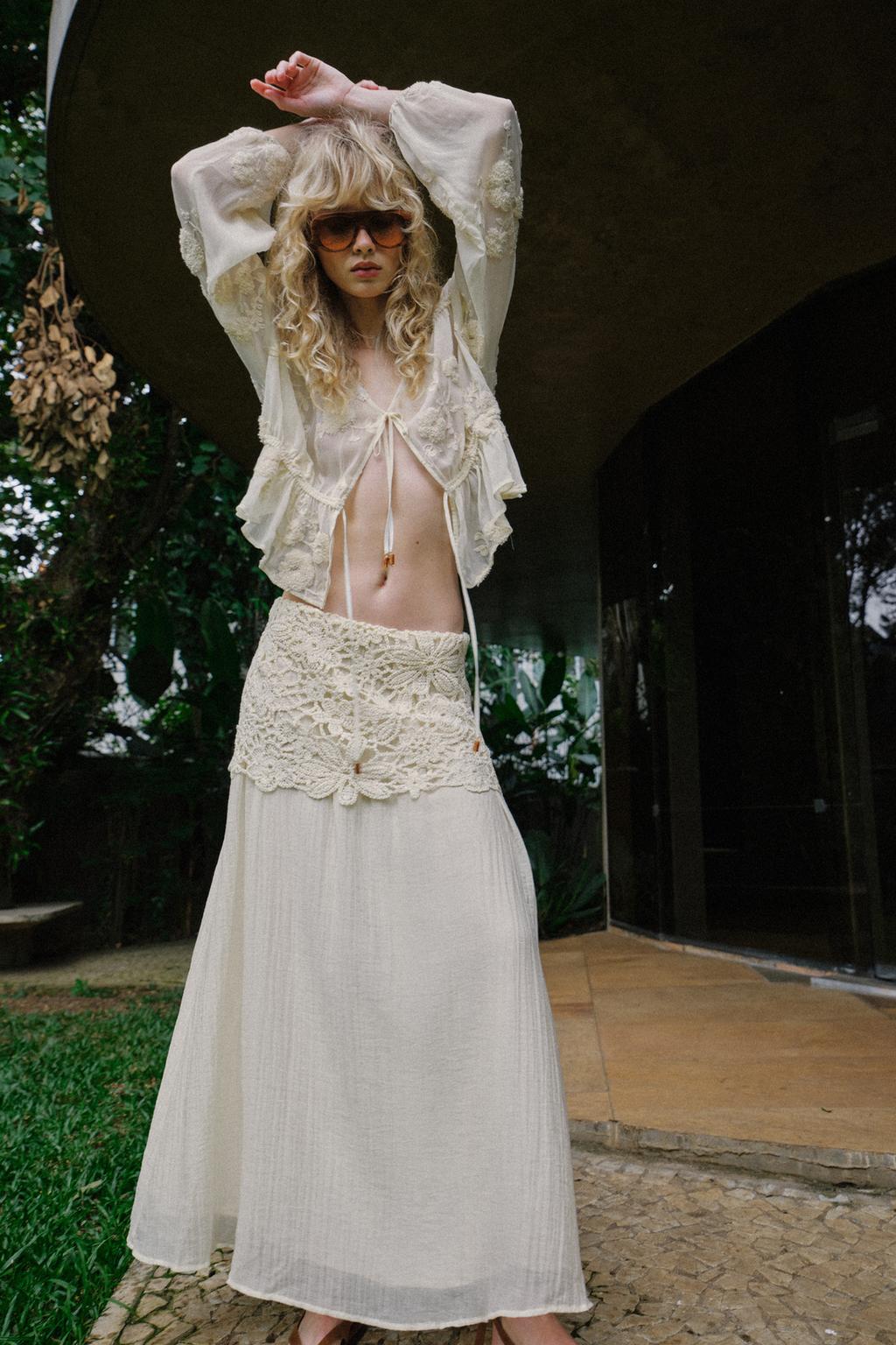 ЮБКА МИДИ КОМБИНИРОВАННАЯ КРЮЧКОМ