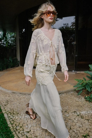 Юбка миди комбинированная крючком- Заказать в России