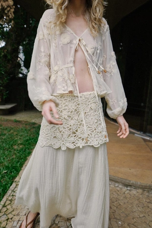 Юбка миди комбинированная крючком- Заказать в России