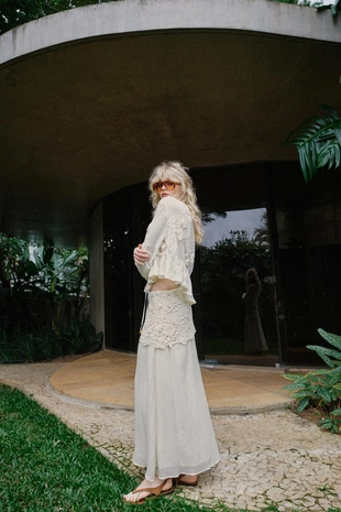 Юбка миди комбинированная крючком- Заказать в России