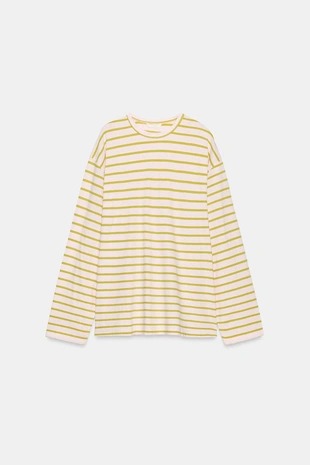 Футболка из хлопка и льна в полоску