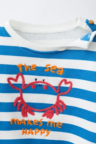 Толстовка в полоску с вышивкой «краб»- Заказать в России