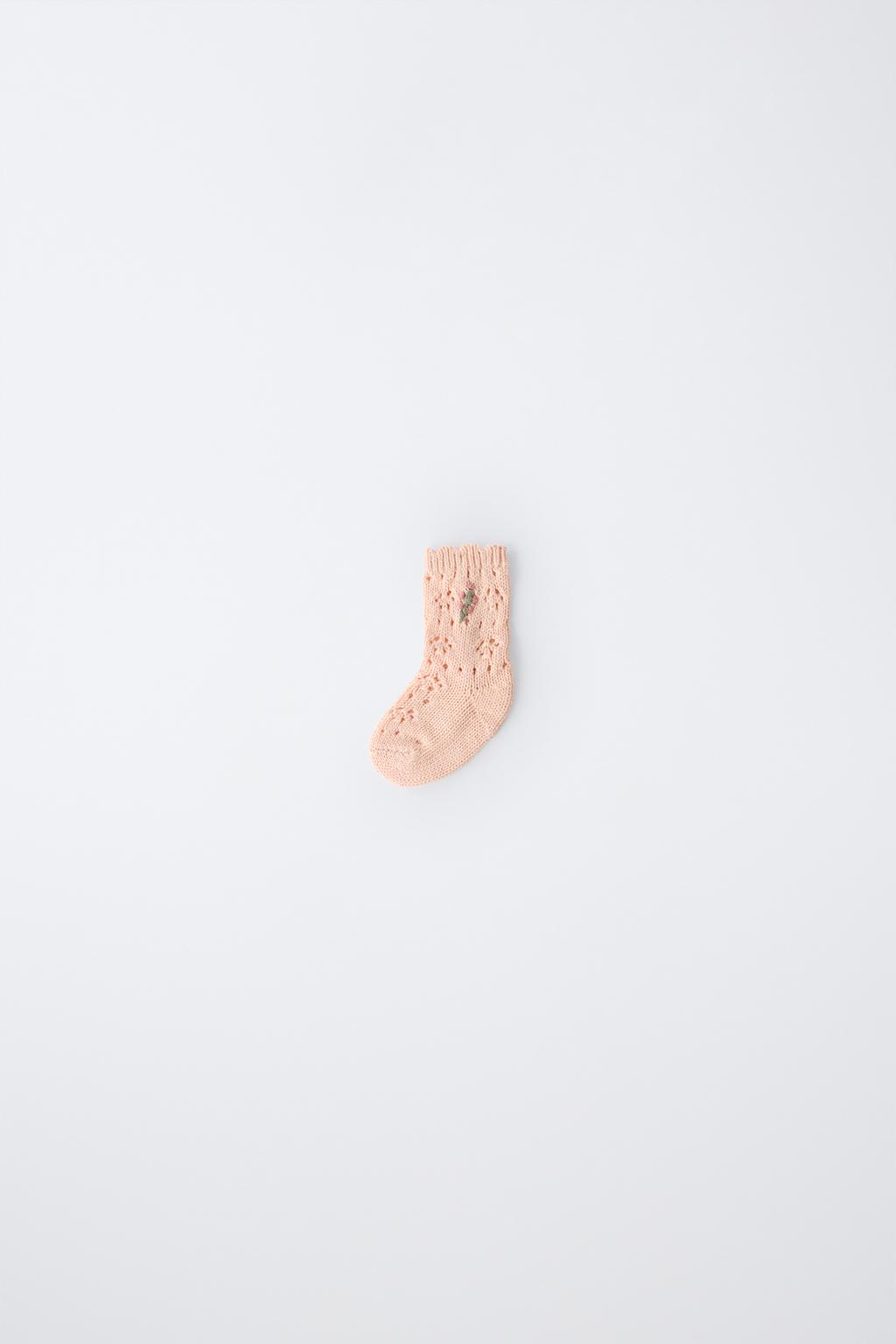 АЖУРНЫЕ НОСКИ С ЦВЕТОЧНОЙ ВЫШИВКОЙ