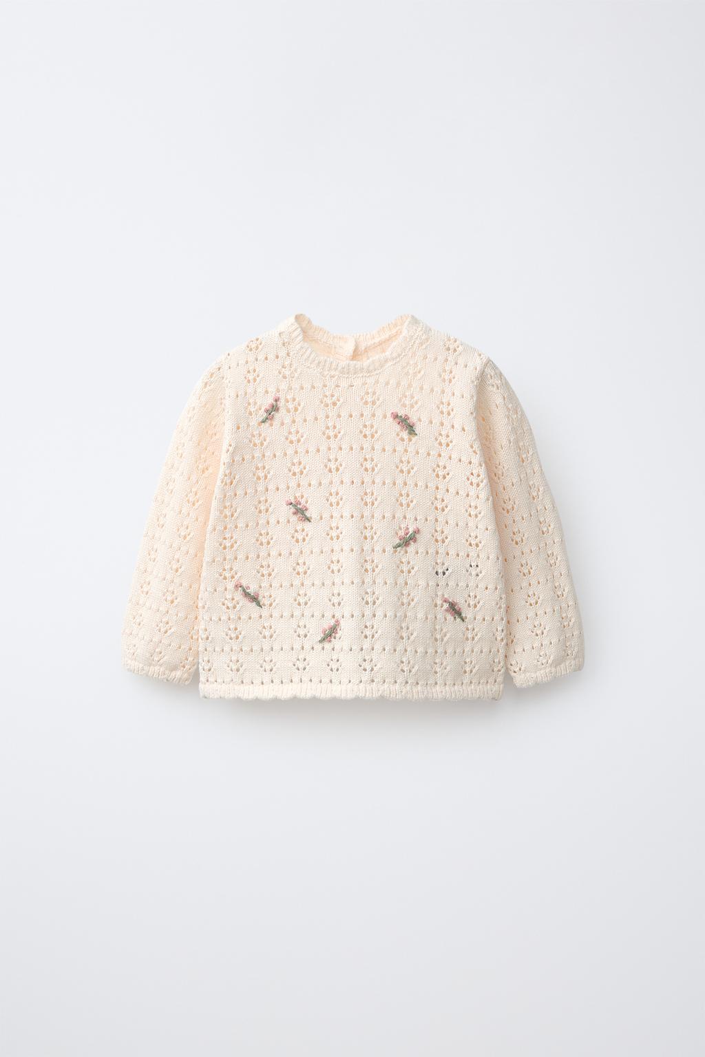 АЖУРНЫЙ СВИТЕР С ВЫШИТЫМИ ЦВЕТАМИ