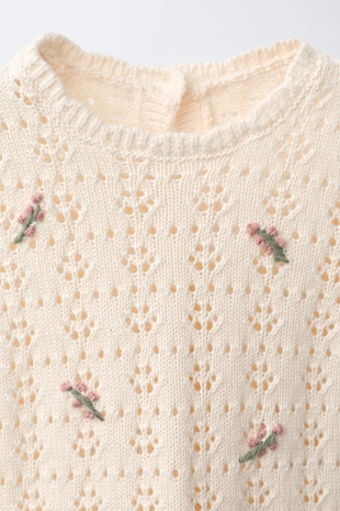 Ажурный свитер с вышитыми цветами- Заказать в России