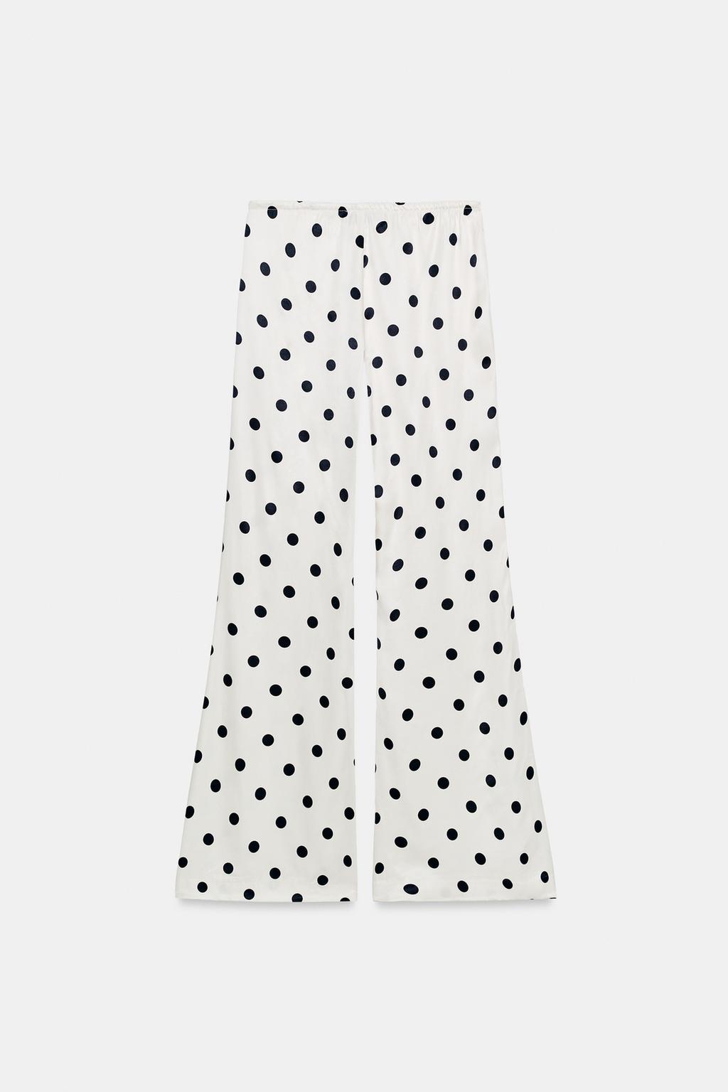 АТЛАСНЫЕ БРЮКИ В ГОРОШЕК НА ШНУРКЕ