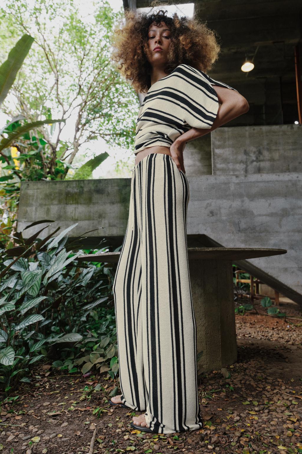 БРЮКИ WIDE LEG ИЗ ТКАНИ В РУСТИКАЛЬНОМ СТИЛЕ