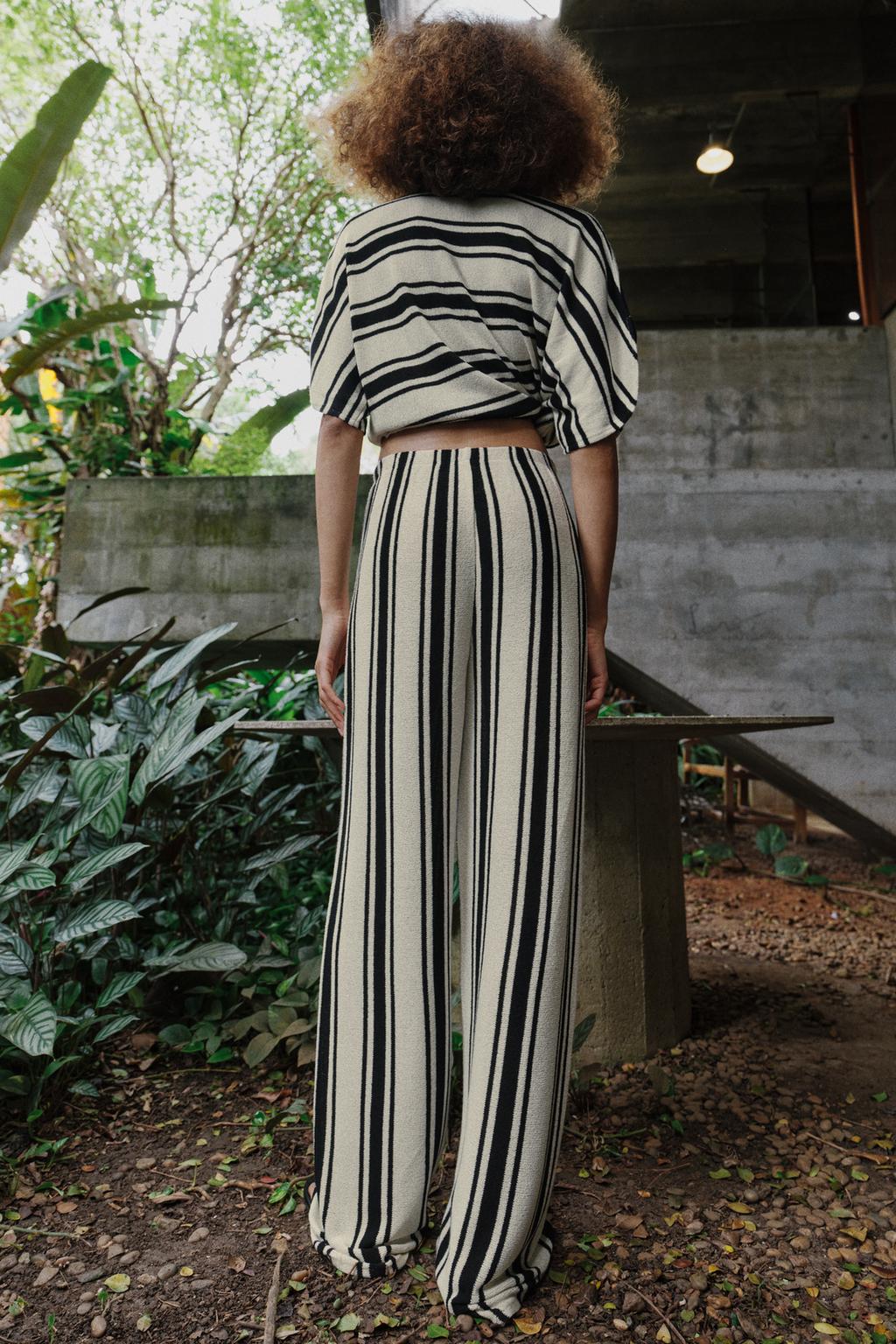 БРЮКИ WIDE LEG ИЗ ТКАНИ В РУСТИКАЛЬНОМ СТИЛЕ