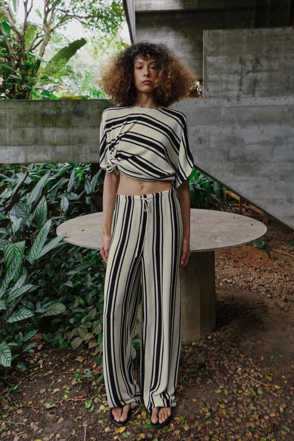 БРЮКИ WIDE LEG ИЗ ТКАНИ В РУСТИКАЛЬНОМ СТИЛЕ