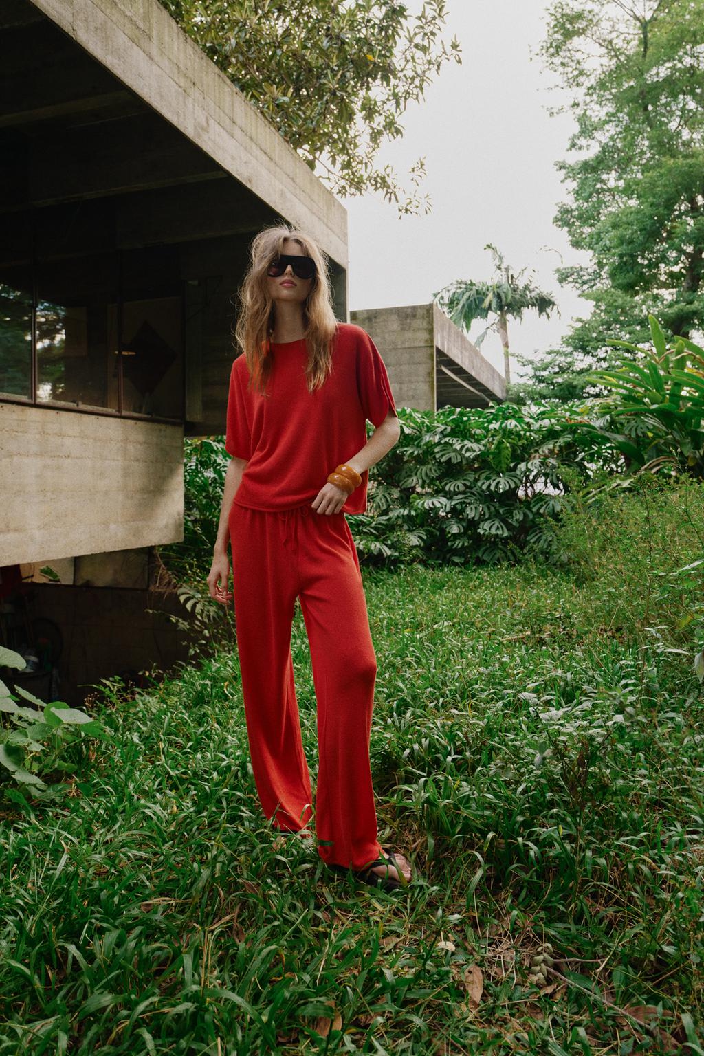 БРЮКИ WIDE LEG ИЗ ТКАНИ В ДЕРЕВЕНСКОМ СТИЛЕ