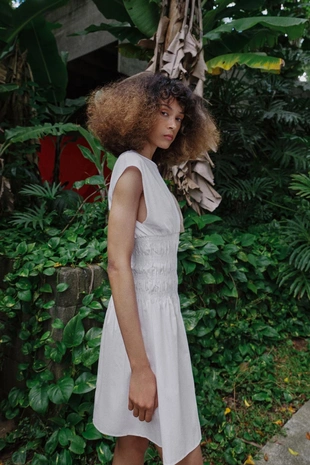 Комбинированное платье из поплина- Заказать в России