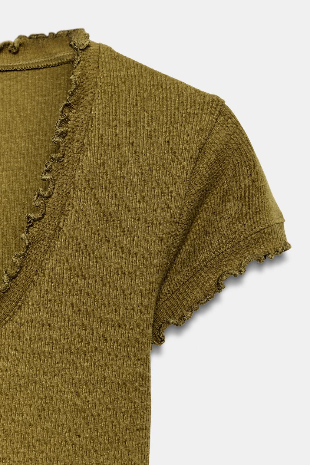 ФУТБОЛКА С КОРОТКИМИ РУКАВАМИ ИЗ СМЕСОВОГО ЛЬНА