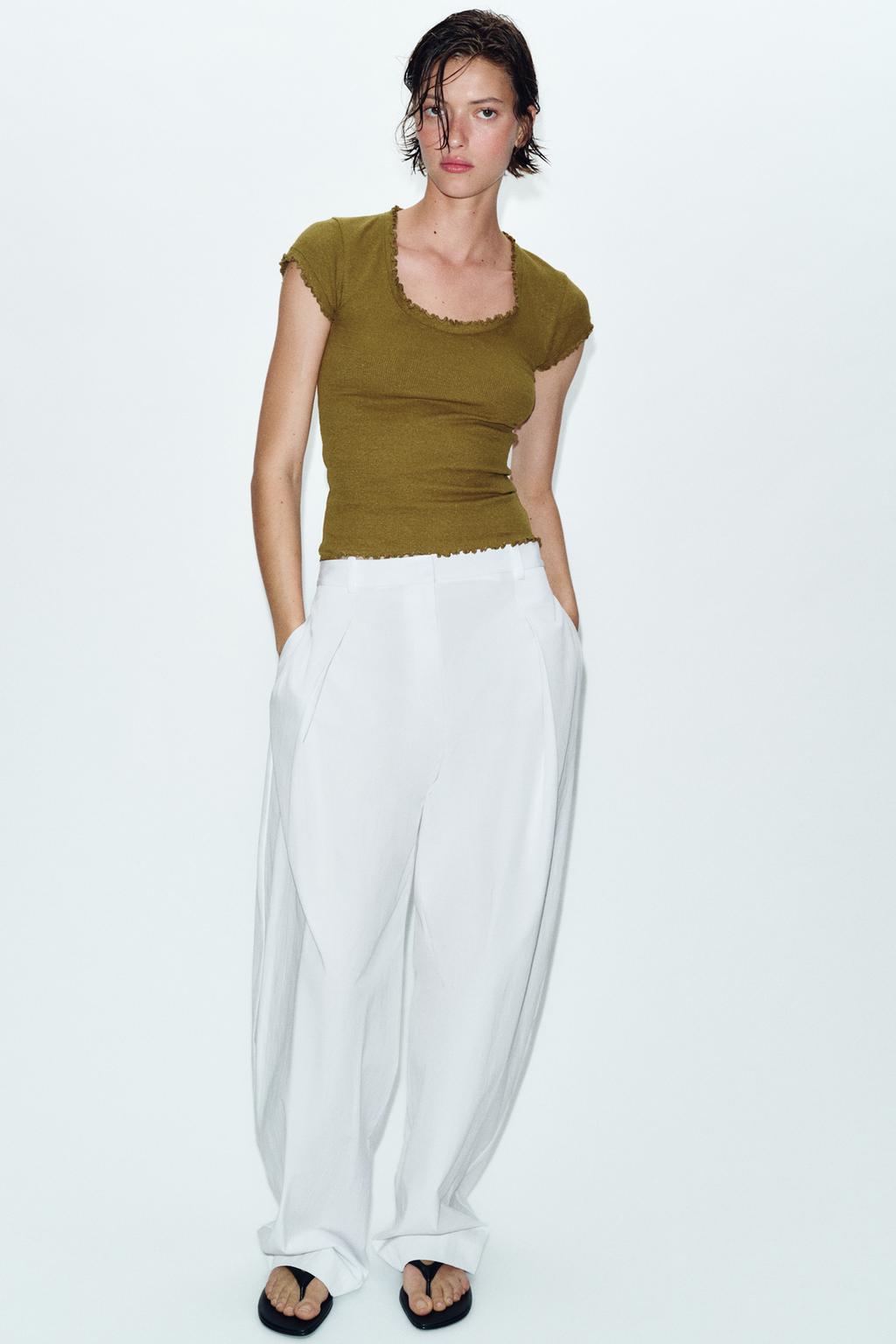 ФУТБОЛКА С КОРОТКИМИ РУКАВАМИ ИЗ СМЕСОВОГО ЛЬНА