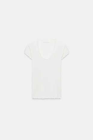 Футболка из смесового льна с короткими рукавами- Заказать в России