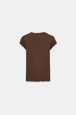 Футболка из смесового льна с короткими рукавами- Заказать в России