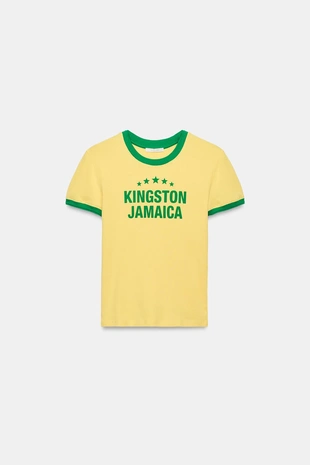 Футболка с контрастными полосами и надписью- Заказать в России