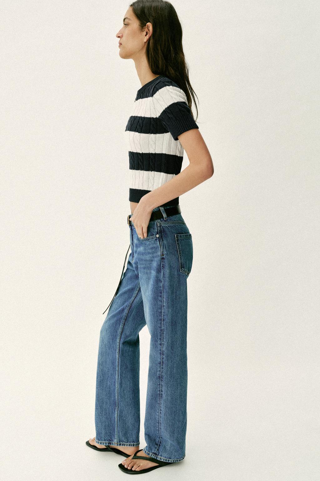 СВИТЕР В ПОЛОСКУ С УЗОРОМ «КОСЫ»