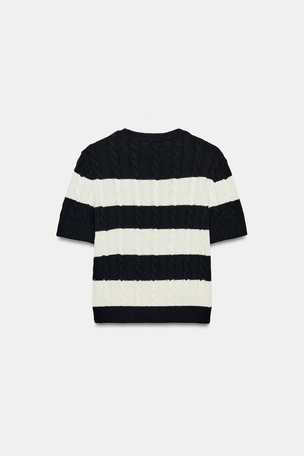 СВИТЕР В ПОЛОСКУ С УЗОРОМ «КОСЫ»