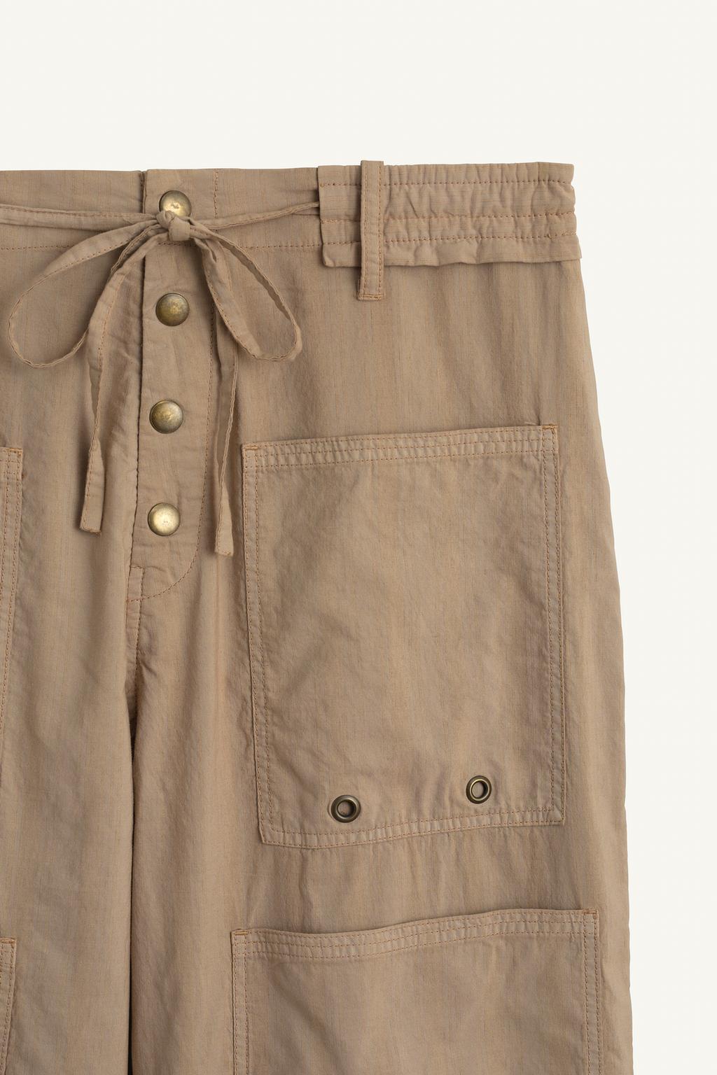 Брюки с завышенной талией из смесовой хлопковой и льняной ткани