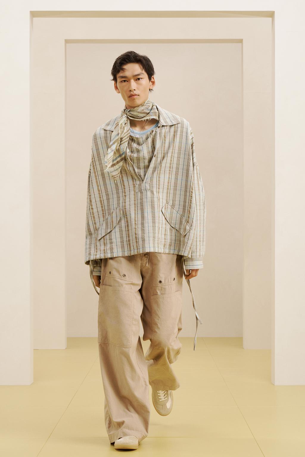 Брюки с завышенной талией из смесовой хлопковой и льняной ткани