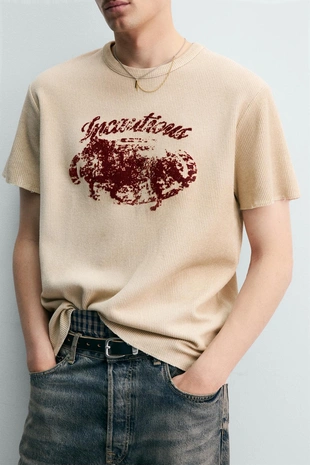 Футболка с флокированным принтом- Заказать в России