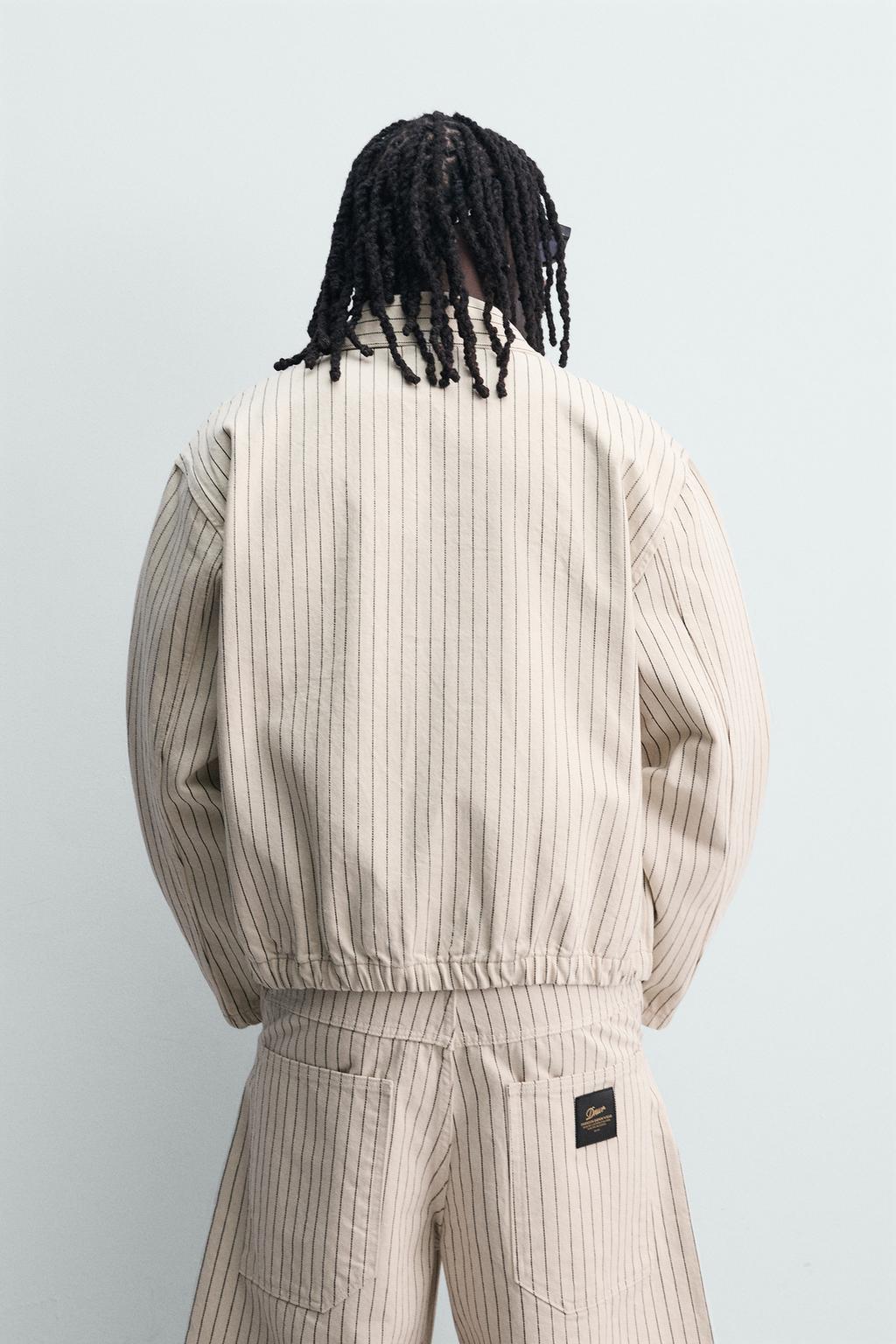 УКОРОЧЕННАЯ КУРТКА В ПОЛОСКУ С НАВЕСНЫМИ ПЕТЛЯМИ