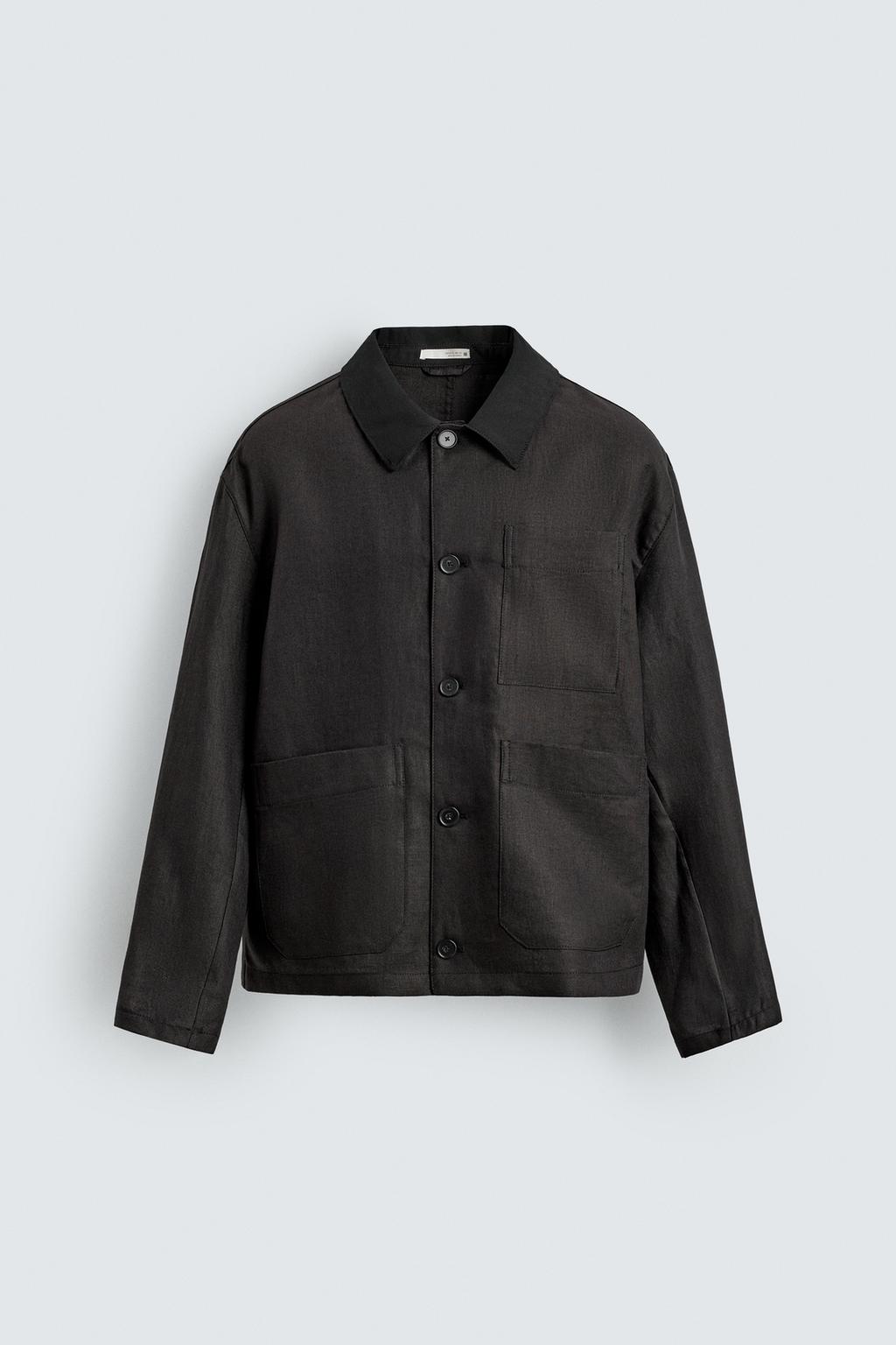 КУРТКА-РУБАШКА СВОБОДНОГО КРОЯ ИЗ СМЕСОВОГО ЛЬНА
