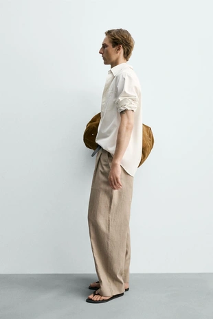 Брюки Relaxed Fit изо льна и хлопка