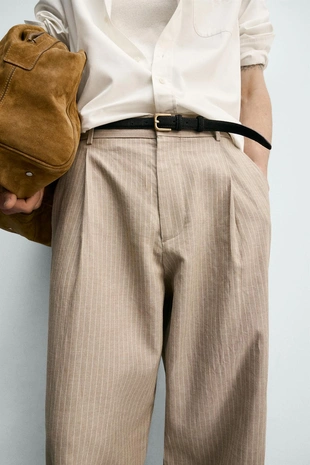 Брюки Relaxed Fit изо льна и хлопка- Заказать в России