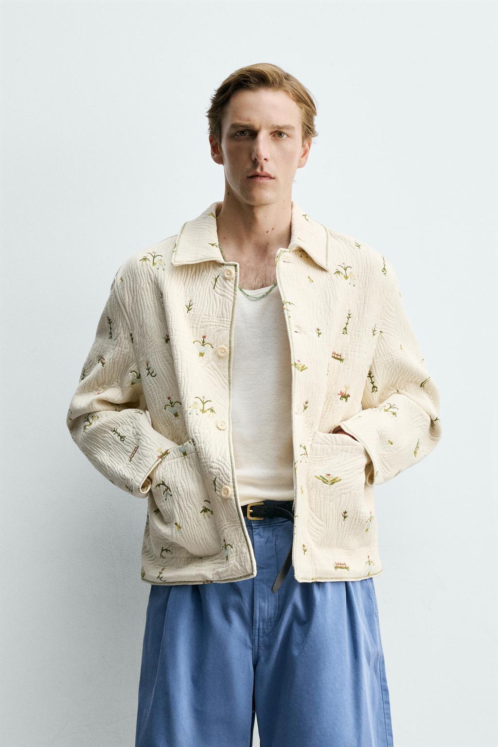 ЖАККАРДОВАЯ КУРТКА С ЦВЕТОЧНОЙ ВЫШИВКОЙ