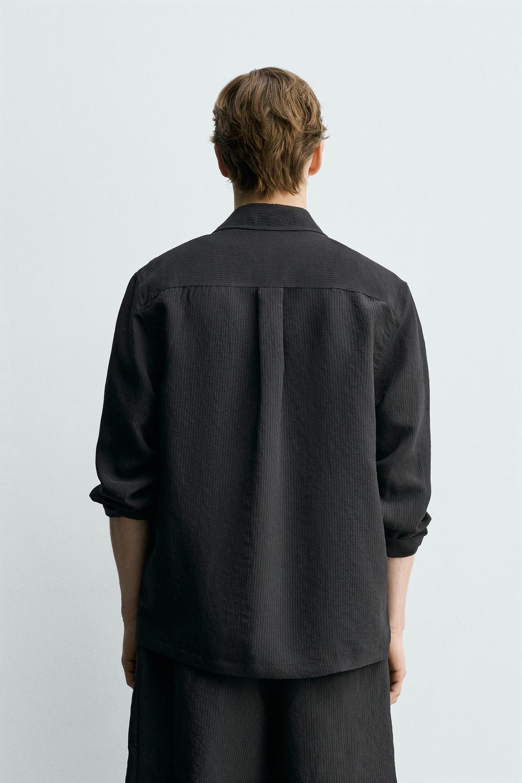 КУРТКА-РУБАШКА ИЗ ЖАККАРДА В ПОЛОСКУ