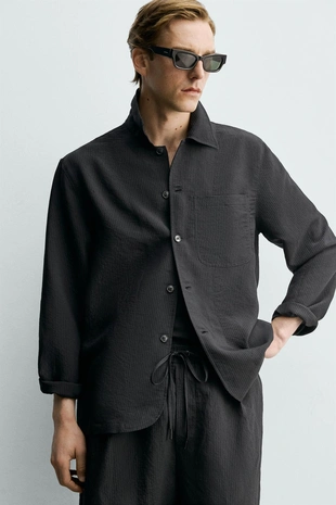 Куртка-рубашка из жаккарда в полоску- Заказать в России