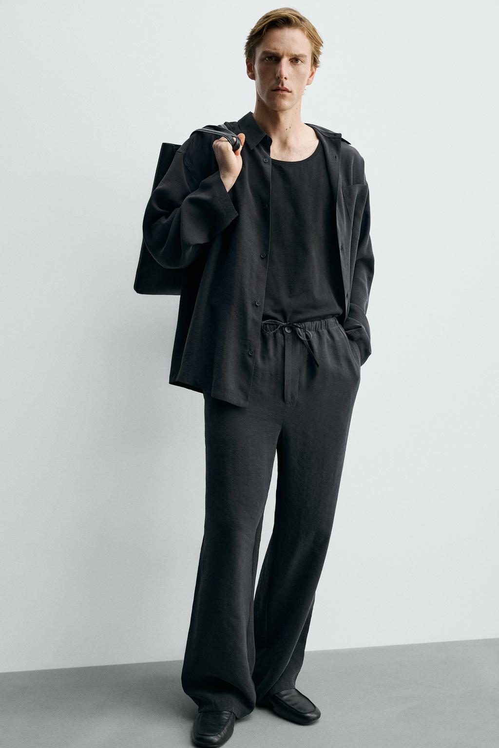 БРЮКИ RELAXED FIT ИЗ СТРУЯЩЕЙСЯ ТКАНИ