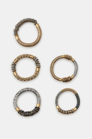 Набор из 5 эластичных браслетов с металлическими деталями- Заказать в России