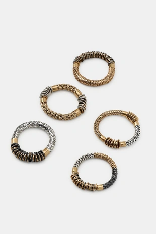 Набор из 5 эластичных браслетов с металлическими деталями- Заказать в России