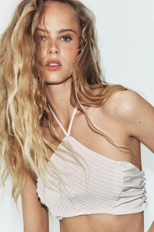 Кроп-топ халтер в клетку виши- Заказать в России