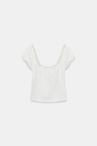 Топ в клетку виши с кружевом- Заказать в России