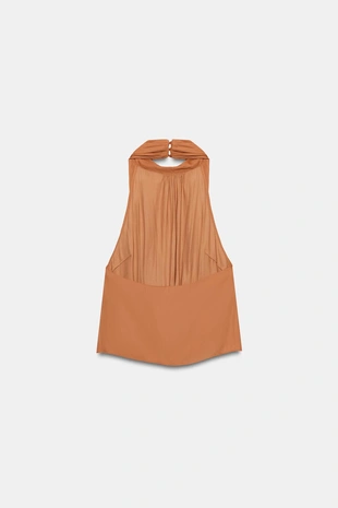 Атласный топ со сборками- Заказать в России