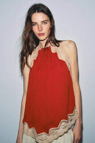 Кружевной топ халтер — Zw Collection- Заказать в России