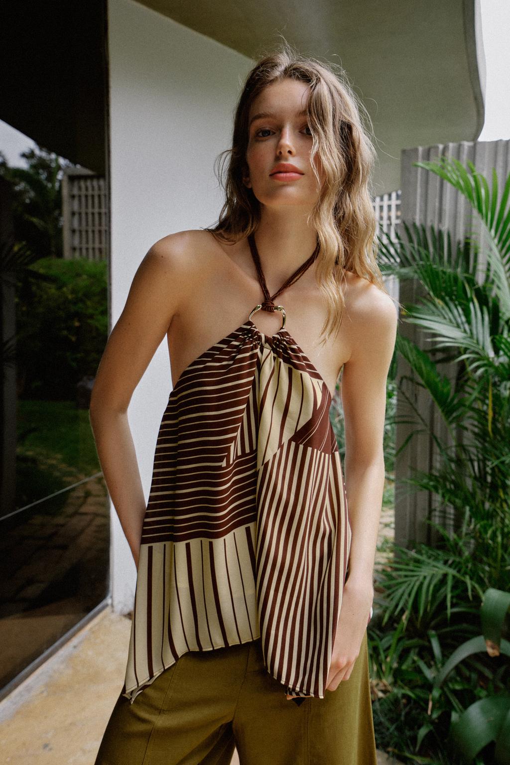 ТОП С ГОРЛОВИНОЙ ХАЛТЕР И БУСИНАМИ