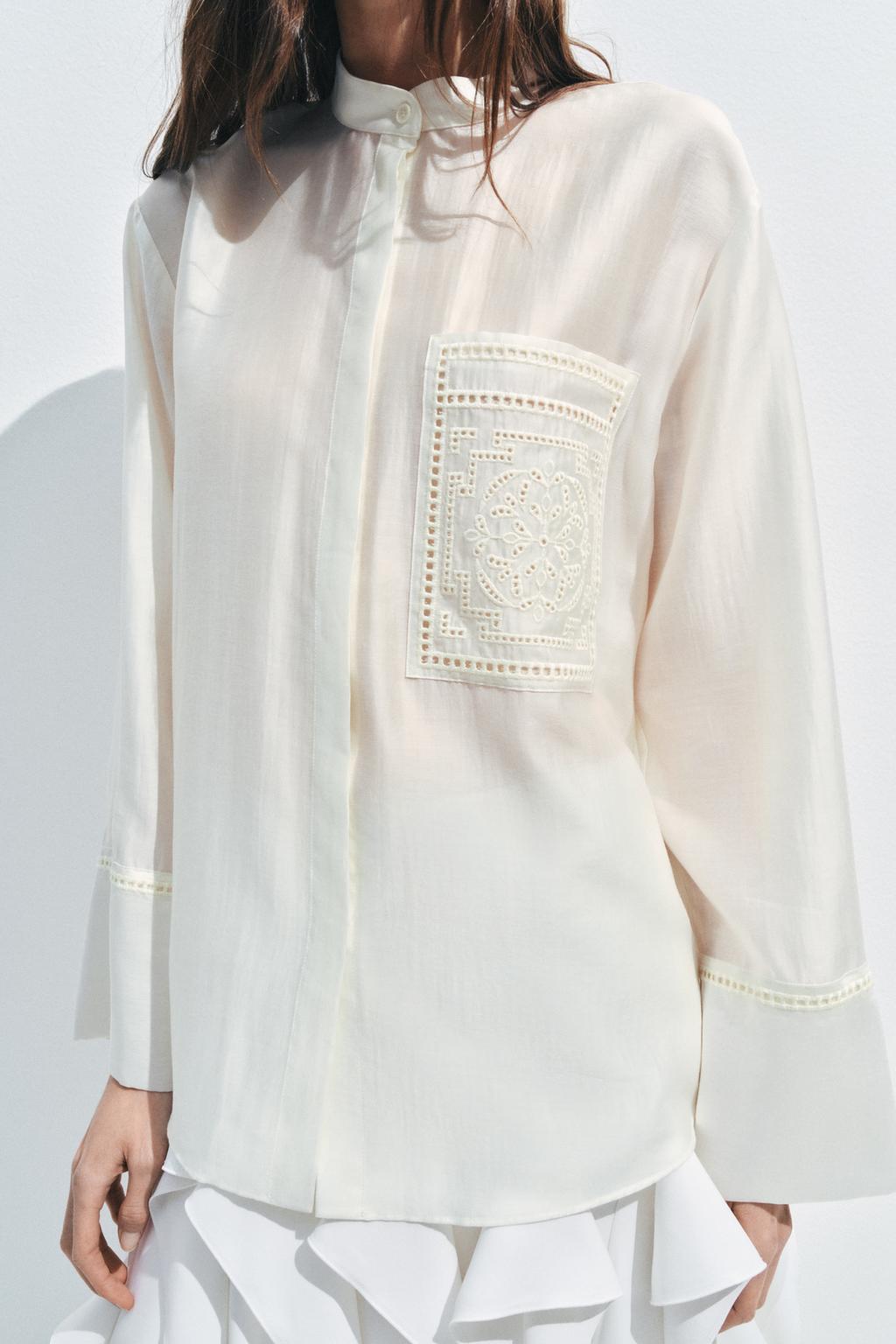 РУБАШКА С ВЫШИВКОЙ И КАРМАНОМ — ZW COLLECTION