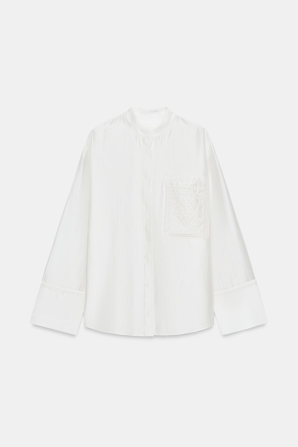РУБАШКА С ВЫШИВКОЙ И КАРМАНОМ — ZW COLLECTION