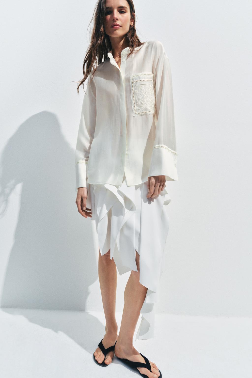 РУБАШКА С ВЫШИВКОЙ И КАРМАНОМ — ZW COLLECTION