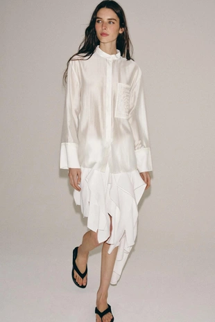 Рубашка с вышивкой и карманом — Zw Collection- Заказать в России