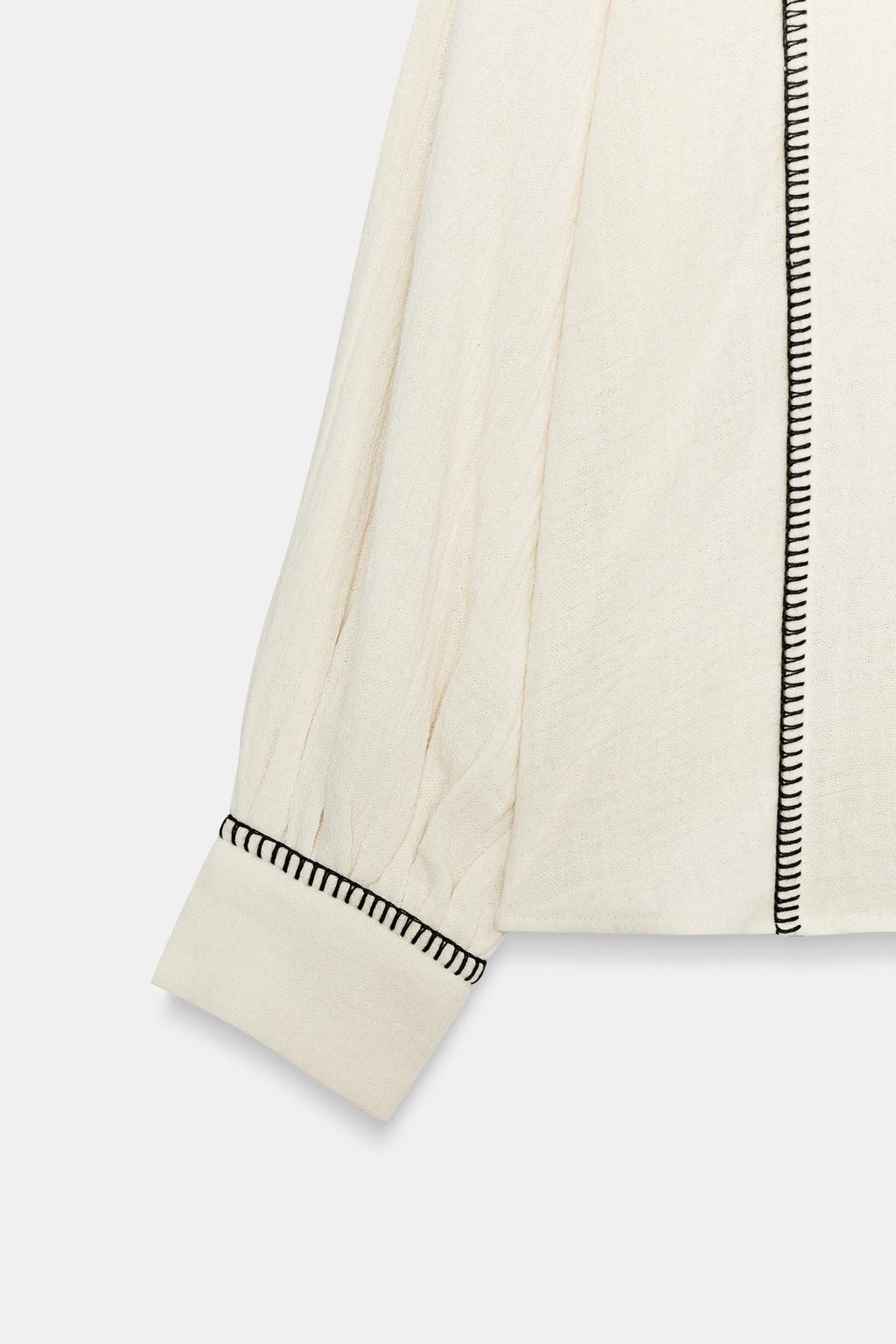 РУБАШКА В ДЕРЕВЕНСКОМ СТИЛЕ С ДЕКОРАТИВНОЙ СТРОЧКОЙ — ZW COLLECTION