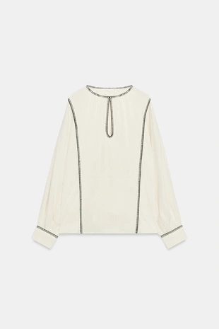 Рубашка в деревенском стиле с декоративной строчкой — Zw Collection- Заказать в России